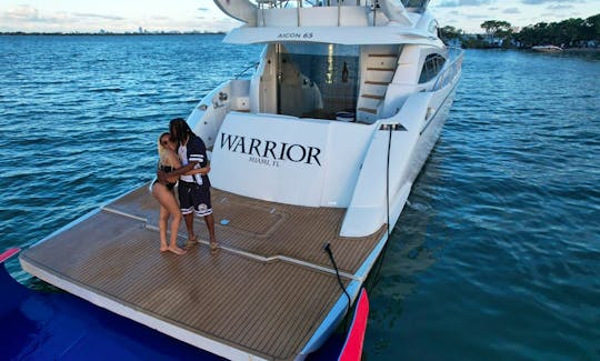 65' AICON🔰 Amazing Boat in Miami - 1-HOUR FREE  MONDAY-FRIDAY