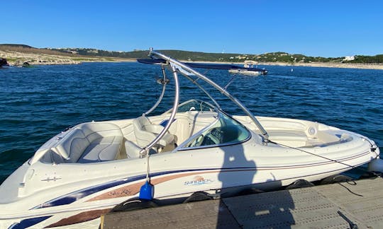 Enjoy being under the shade with this captained boat rental