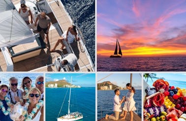 Discover the true beauty of Hawaii on our unforgettable sunset sail. Hawaii's Best Sunset Cruise aboard 50' Luxury Private Yacht. Escape to the beauty of Hawaii! Book your sunset cruise today!