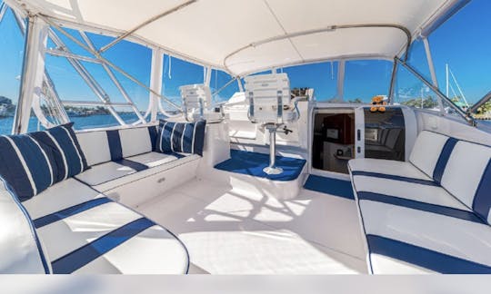 Cruise in style on a 40’ “Ocean Yachts”. Bathroom/seating for 10/private cabins