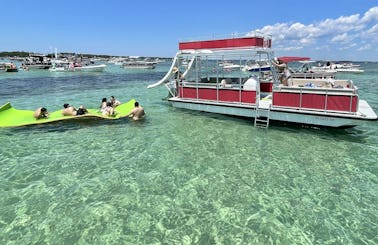 Private Crab Island Double Decker Slide Pontoon with Captain