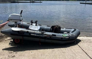 Inflatable Fishing Boat With New Tohatsu Motor in San Dimas, California