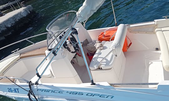 Explore the Bay of Kotor! Rent this Prince 495 Open Powerboat for 5 person