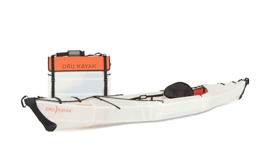 Oru Kayak Beach LT, folds and fits in a backseat or trunk.