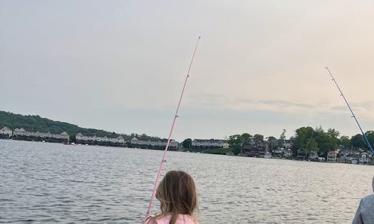 Pontoon Boat on Lake Hopatcong