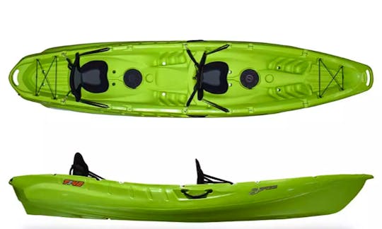t42 3 person kayak sit on top ($80 per day picked up)($100 dropped off)