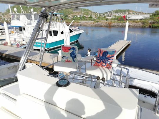 La mejor experiencia de pesca en Cabo San Lucas en nuestro Cabo 35 Flybridge Sport Fisher