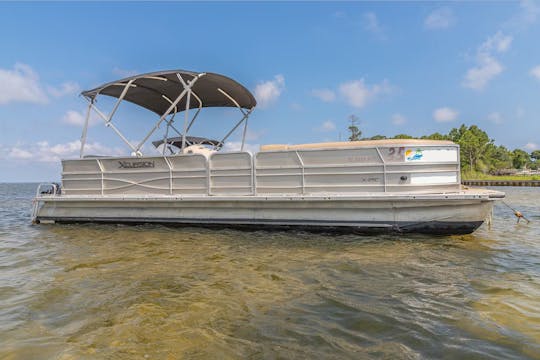 Harris 24ft pontoon for Crab Island Fun!