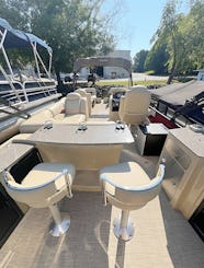 🔥 Luxury 27’ Red Aqua Patio Pontoon w/ Bar, Grill & Night Lights on Lake Norman