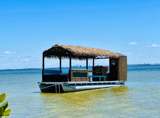 Bateau Tiki Bar personnalisé, parfait pour votre fête sur le banc de sable