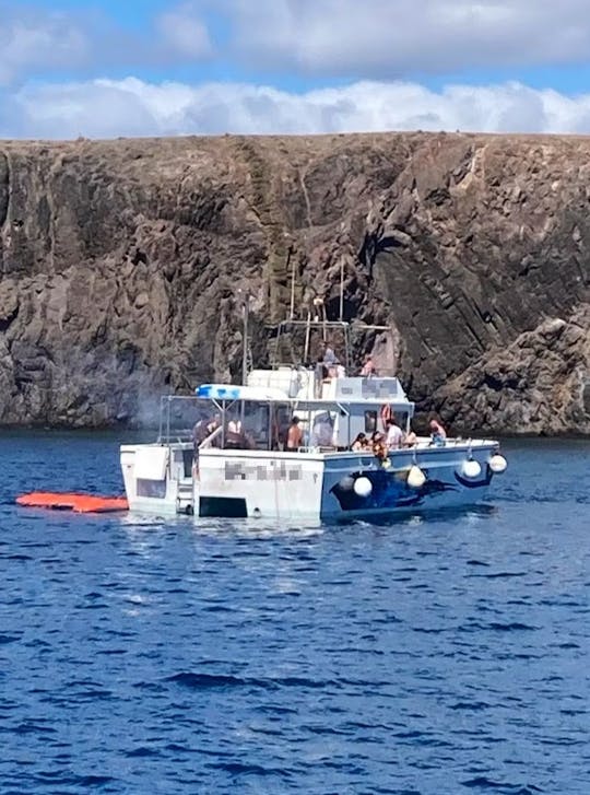 Puerto Calero Katfish cruises, a very spacius katamaran ready for you!