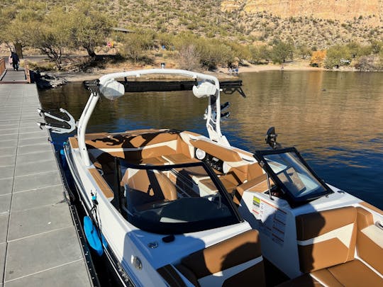 Enjoy a carefree day at Saguaro Lake with Captain Sheldon on a new 2024 wakeboat