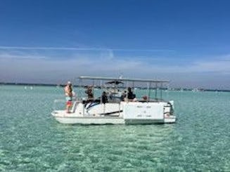 CRAB ISLAND / Dolphins / Paddleboard ADVENTURE via a Private Captained Pontoon
