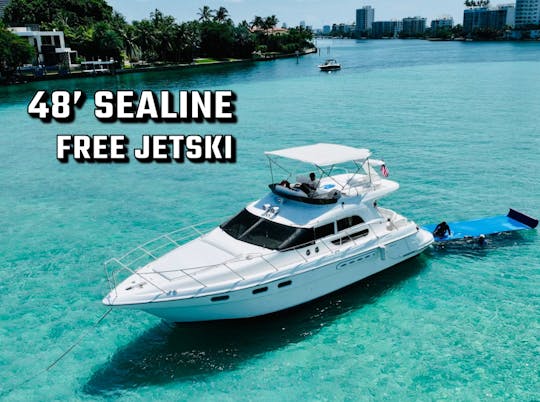 48’ SeaLine Flybridge Yacht (1 hour JetSki Included when you book for 4 hours!!)