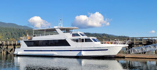 Barco de luxo para festas/eventos de 85 pés para alugar em Vancouver (máximo 70 passageiros)