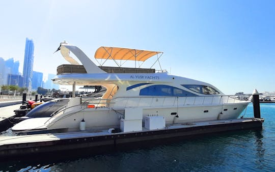 70ft Yacht Rental in Dubai Harbour Marina - Spacious Deck for Up to 33 Guests