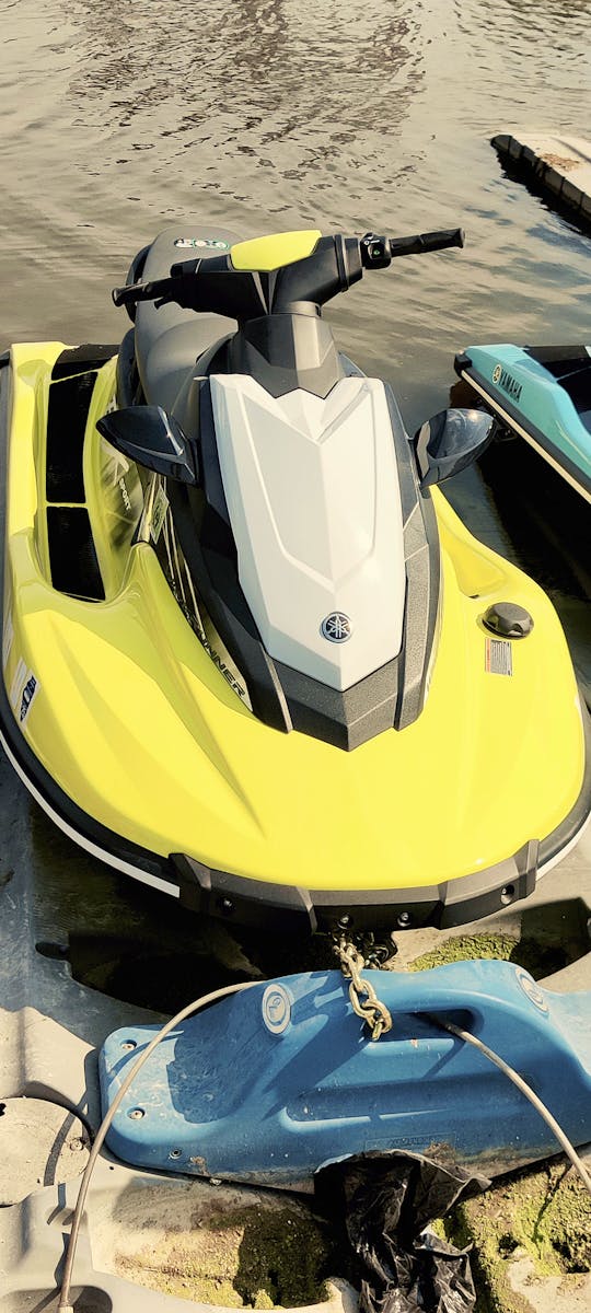 2023 Yamaha EX Sport yellow Waverunner Jetski Rental in Fox Lake, Illinois