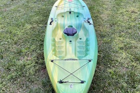 Bold yellow/green 9.5ft sit on top kayak located near Brandywine River