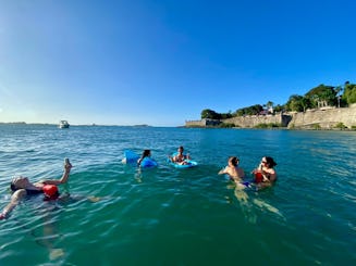 Fiesta en barco en la bahía de San Juan | Crucero de un día de playa II | Bebida y aperitivos