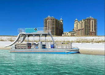 Captained Double Decker Pontoon with Two Slides, Fuel Included 