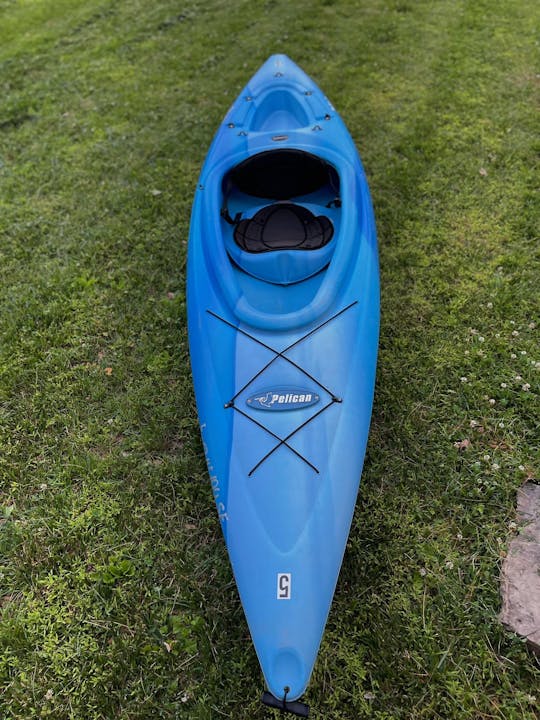 Sleek blue 9ft sit-inside kayak located near Brandywine River