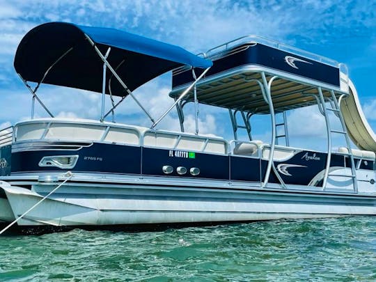 Double Decker Tritoon with Slide in St. Pete! $100 per hour INCLUDES CAPTAIN!