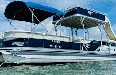 Double Decker Tritoon with Slide in St. Pete! $100 per hour INCLUDES CAPTAIN!