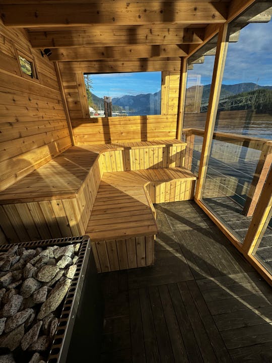 Custom Swim Sauna - Pontoon Sauna Boat in Beautiful North Vancouver BC