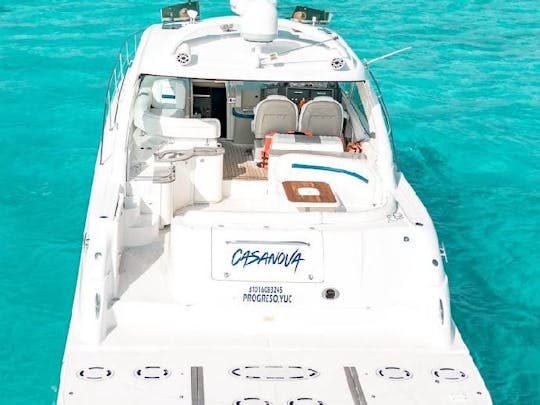 Yacht à moteur Sea Ray Sundancer de 48 pieds à Cancún - capacité maximale de 15 personnes