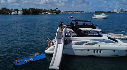 62' LOA 65' Azimut with FREE WATER SLIDE for 6 or 8 hour charters