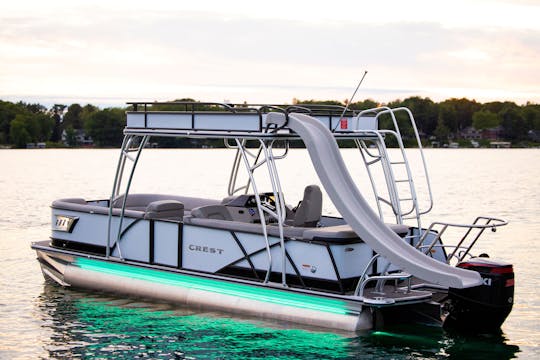 2024 Caribean Performance Tritoon Pontoon Sun deck and slide