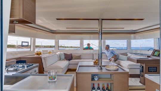 Spacious Lagoon 50 , ideal for cruising along Montenegrin coast.