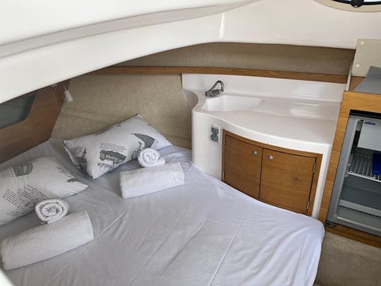 Cabine pour bateau à moteur de 6,5 m+terrasse et couverture solaire