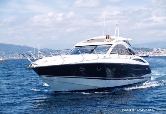 Sunseeker Camargue 50 Power Mega Yacht Rental in Cote d'Azur, France 