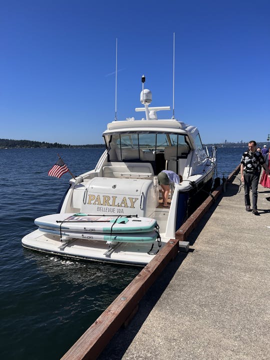 Explore the waters Lake Washington aboard the luxurious 47' Tiara Sovran 4500