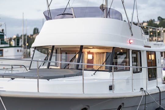 Yacht de luxe de 36 pieds, pont supérieur massif, prix tout compris, flotteurs !