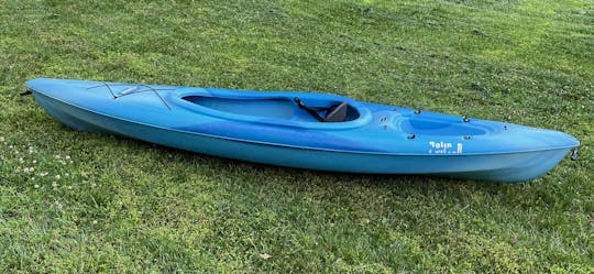 Sleek blue 9ft sit-inside kayak located near Brandywine River