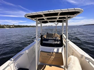 Barco de pesca con consola central