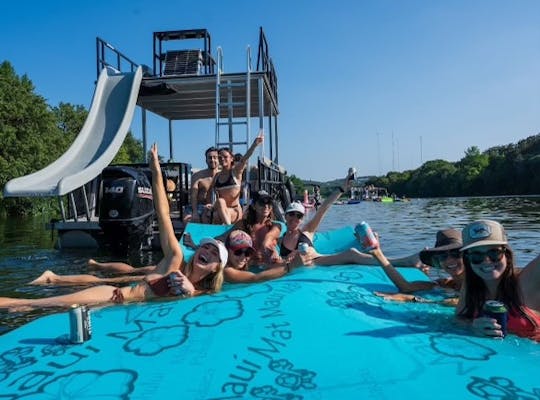 Shark de dos pisos de 29 pies para 20 pasajeros con tobogán, LilyPad y baño