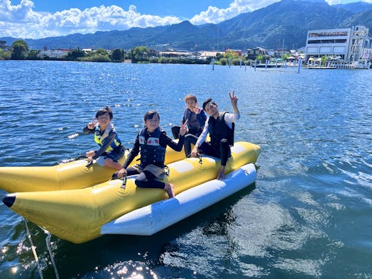 Banana boat Let's feel the wind with our whole body on a banana boat @Lake Biwa! Best activity for a group- Lake Biwa!!