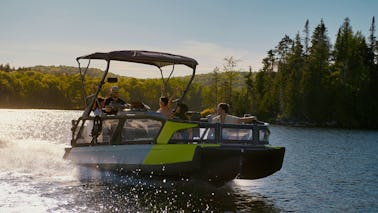 Aluguel de barco pontão Sea-Doo Switch de 21 pés e 230 HP em Fox Lake, IL, até 40 MPH