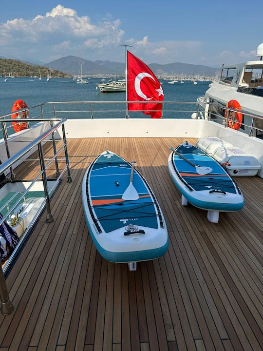 Enjoy the blue cruise with our rental lady 24 meter motoryacht in Göcek!