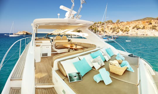 Embark on the charter of your dreams in Ibiza aboard our Princess V58 SHAKA LAKA