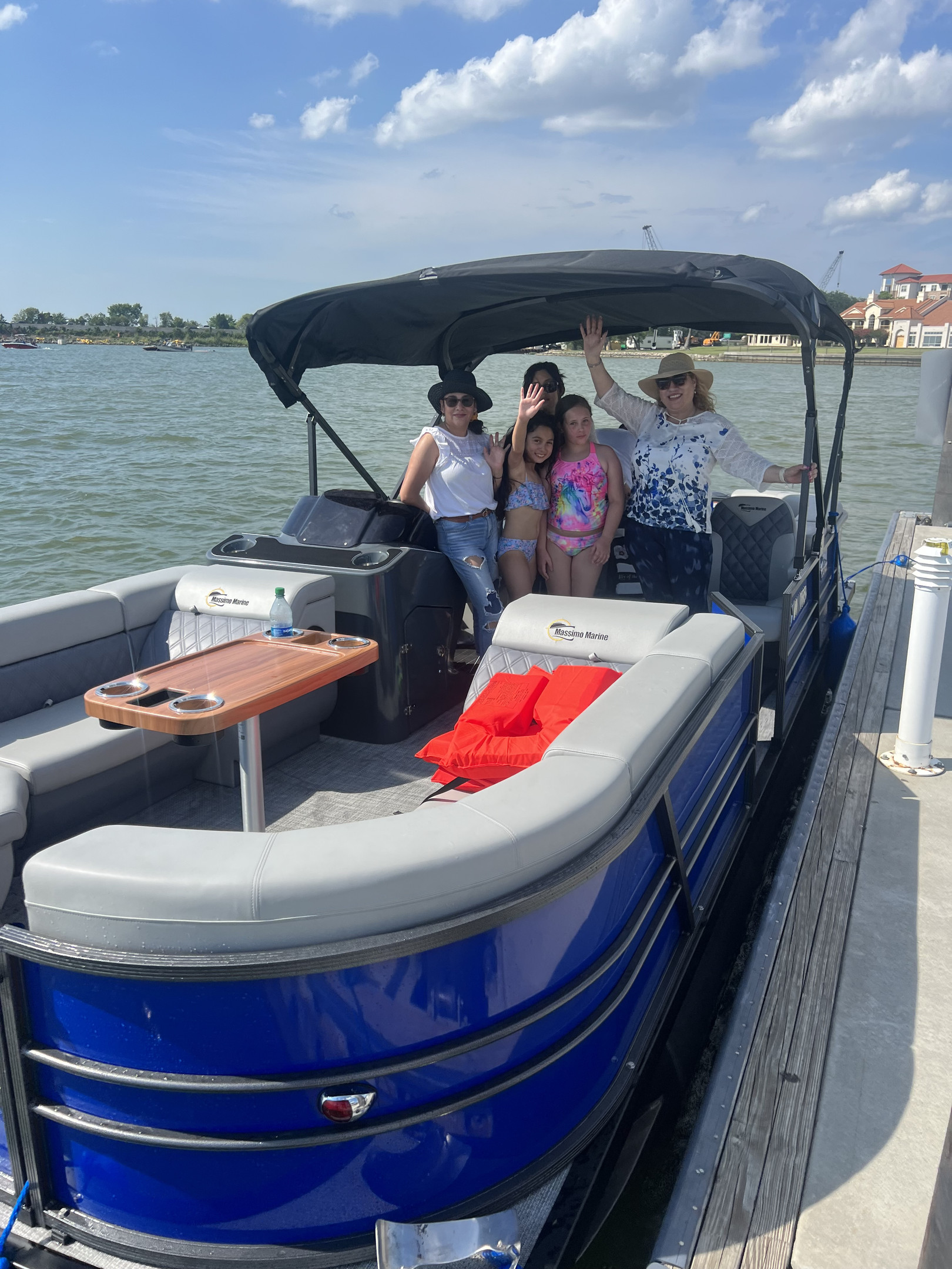 Custom Blue 2023 Pontoon Boat 12 seater @ Lake Ray Hubbard! Enjoy the Day!