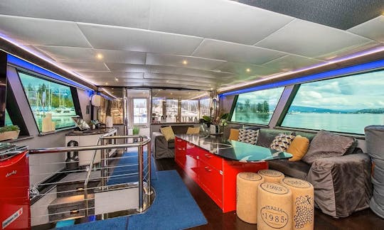 Luxury adventures await! Cruise with the 92ft Hatteras Yacht in Vancouver, BC