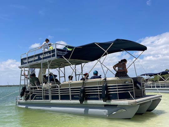 28フィートパーティークルーザーポンツーン、スライド付き！-カンクン-イスラ・ムヘーレス 🚤