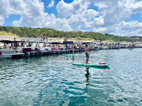 24’ Pontoon | Professional Sound System | Full Bimini Cover | Devil’s Cove