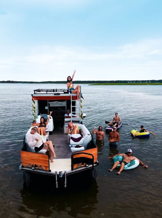 Double Decker Party Hut Pontoon Rental in North Myrtle Beach