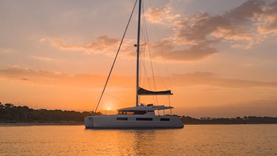 Spacious Lagoon 50 , ideal for cruising along Montenegrin coast.