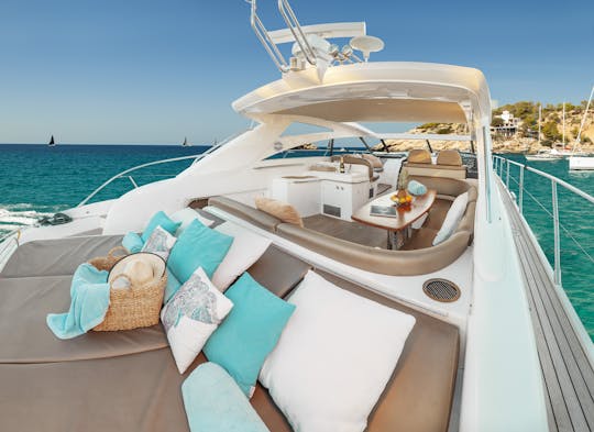 Embark on the charter of your dreams in Ibiza aboard our Princess V58 SHAKA LAKA